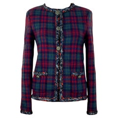 Chanel Iconic Paris / Edinburgh Red Tartan Jacket 46 FR