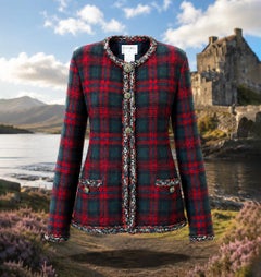 CHANEL Iconic Paris / EDINBURGH Red Tartan Jacket 52 FR