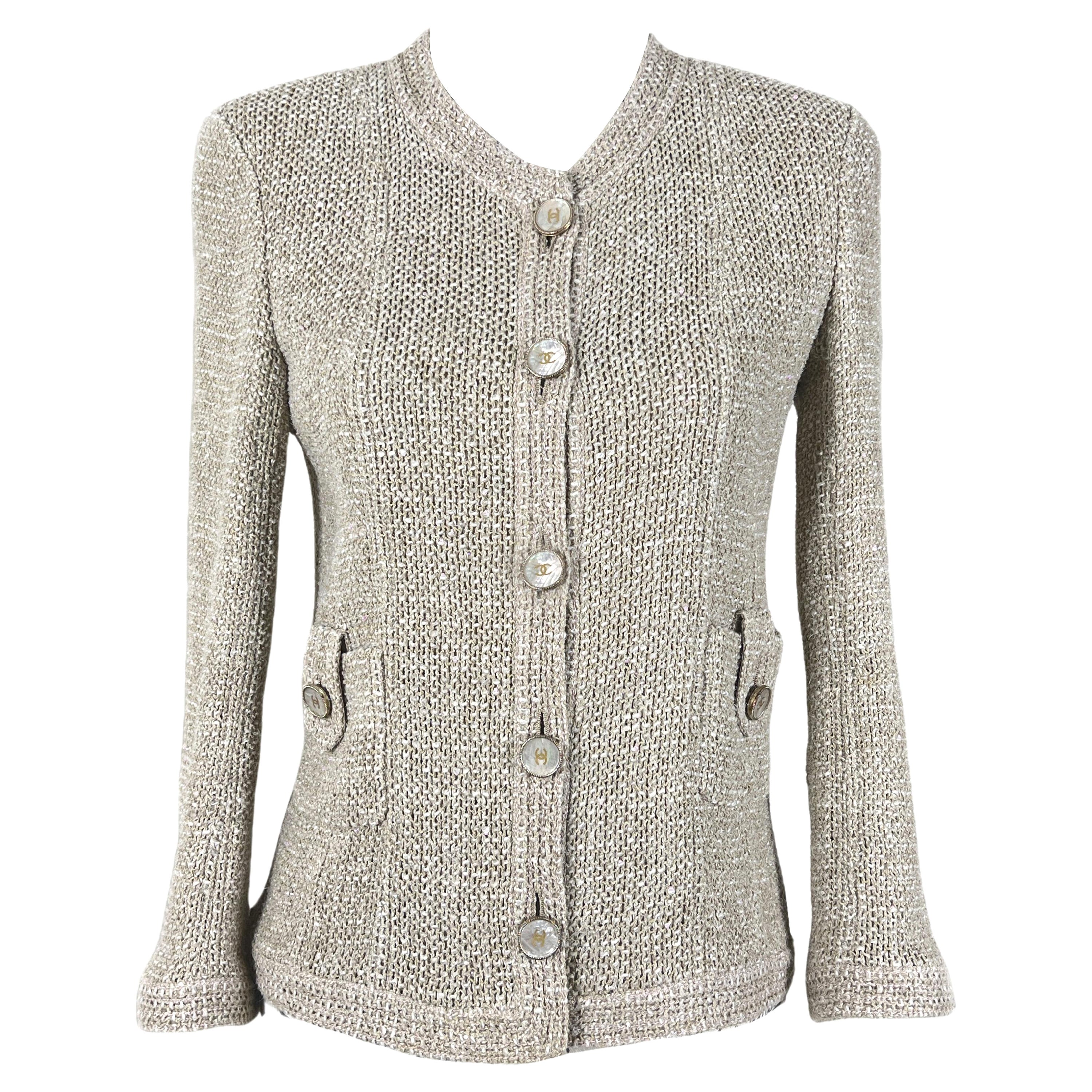 Chaqueta de tweed beige «Iconic Paris / Seoul» de CHANEL, talla 40 FR