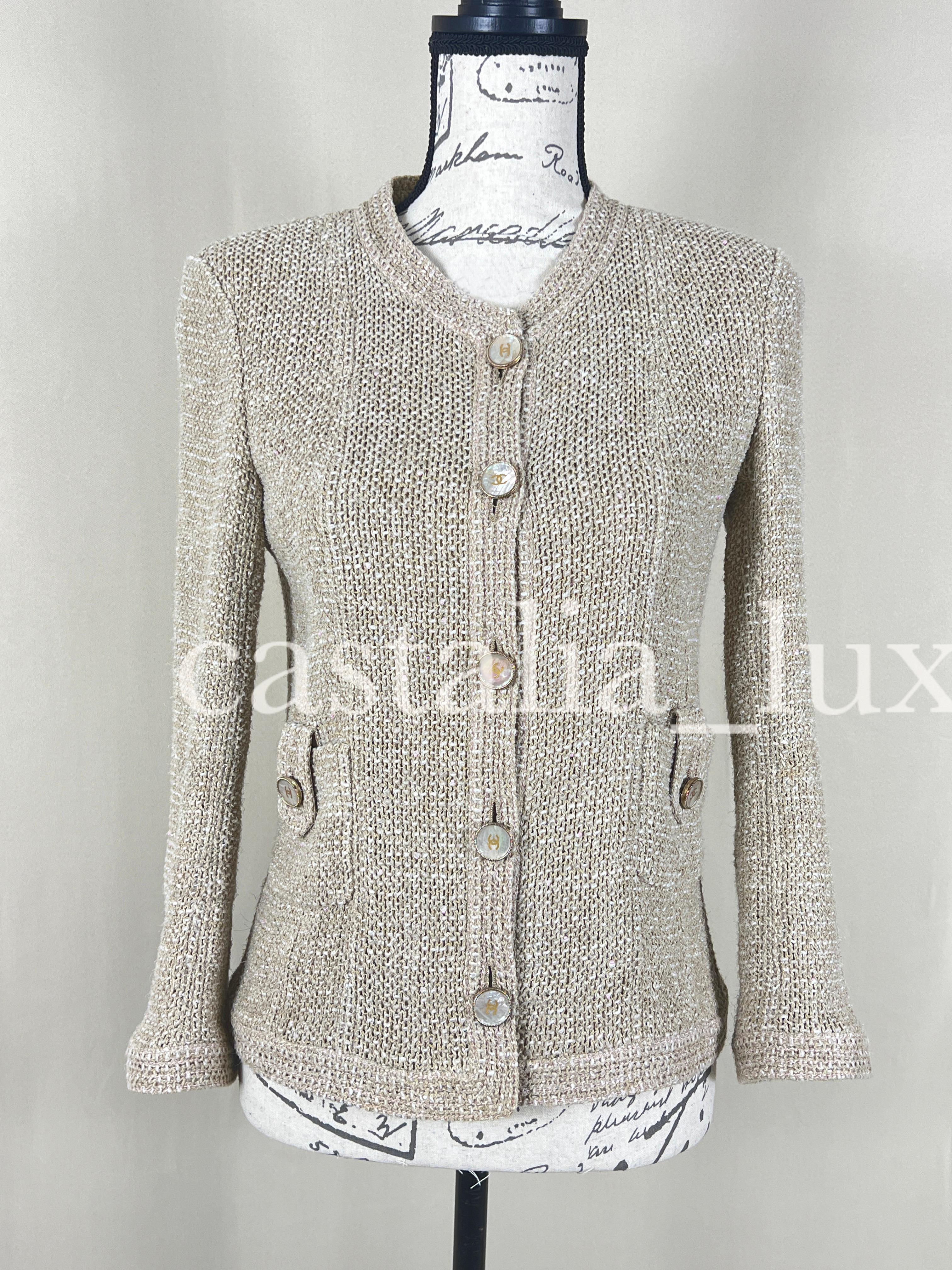 Chanel Iconic Paris / Seoul Beige Tweed Jacket For Sale 1