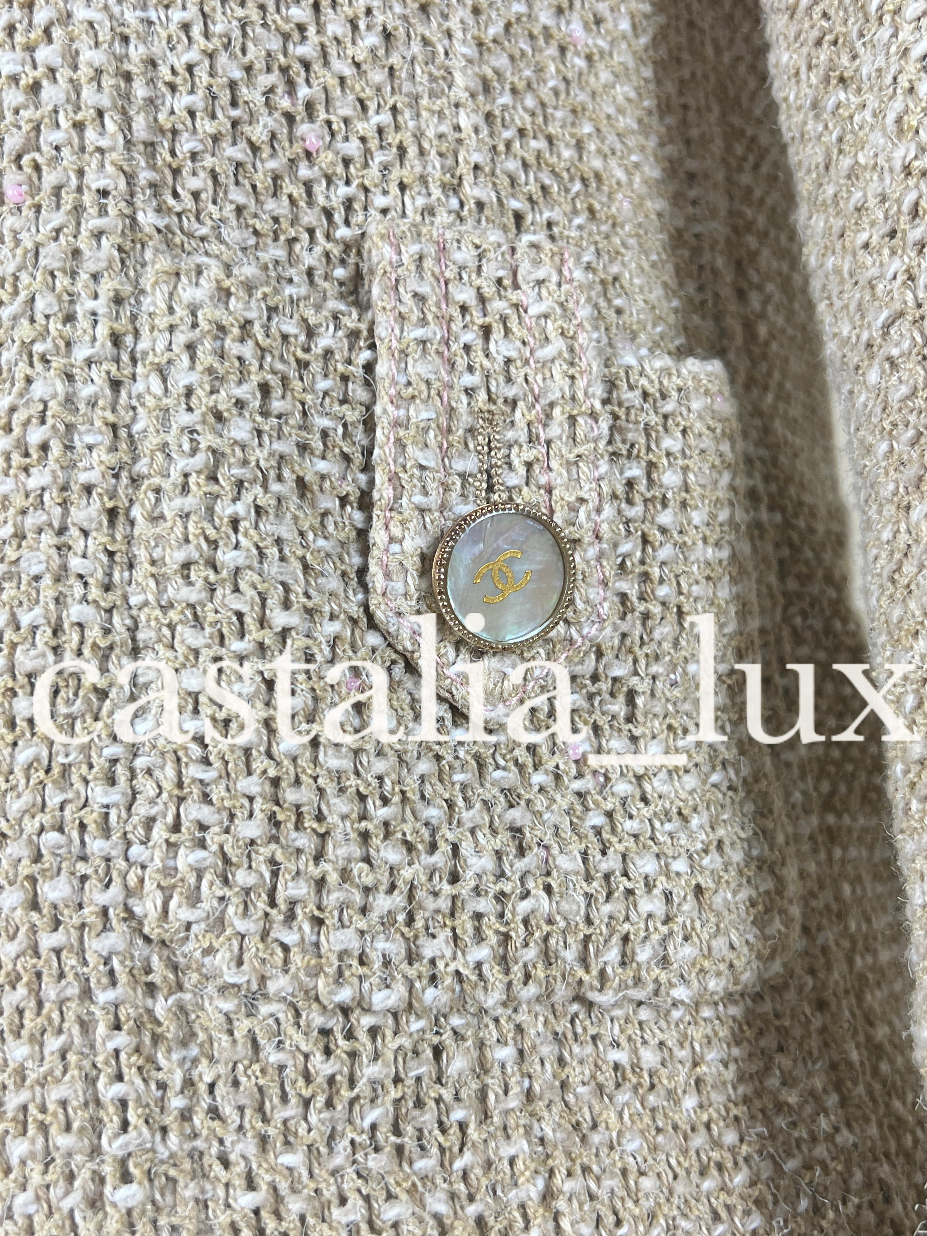 Chanel Iconic Paris / Seoul Beige Tweed Jacket For Sale 2