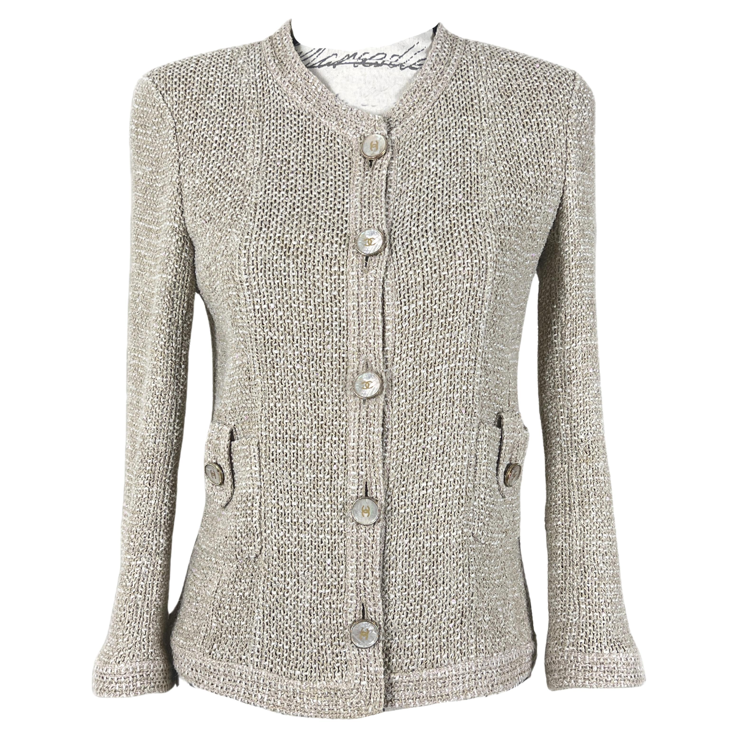 Chanel Iconic Paris / Seoul Beige Tweed Jacket For Sale