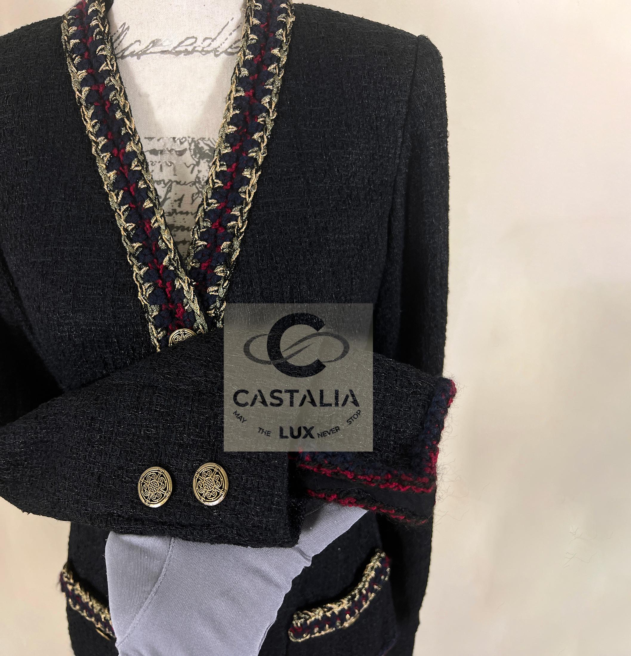 CHANEL Iconic Paris / Shanghai Veste en tweed noir 34 FR en vente 5