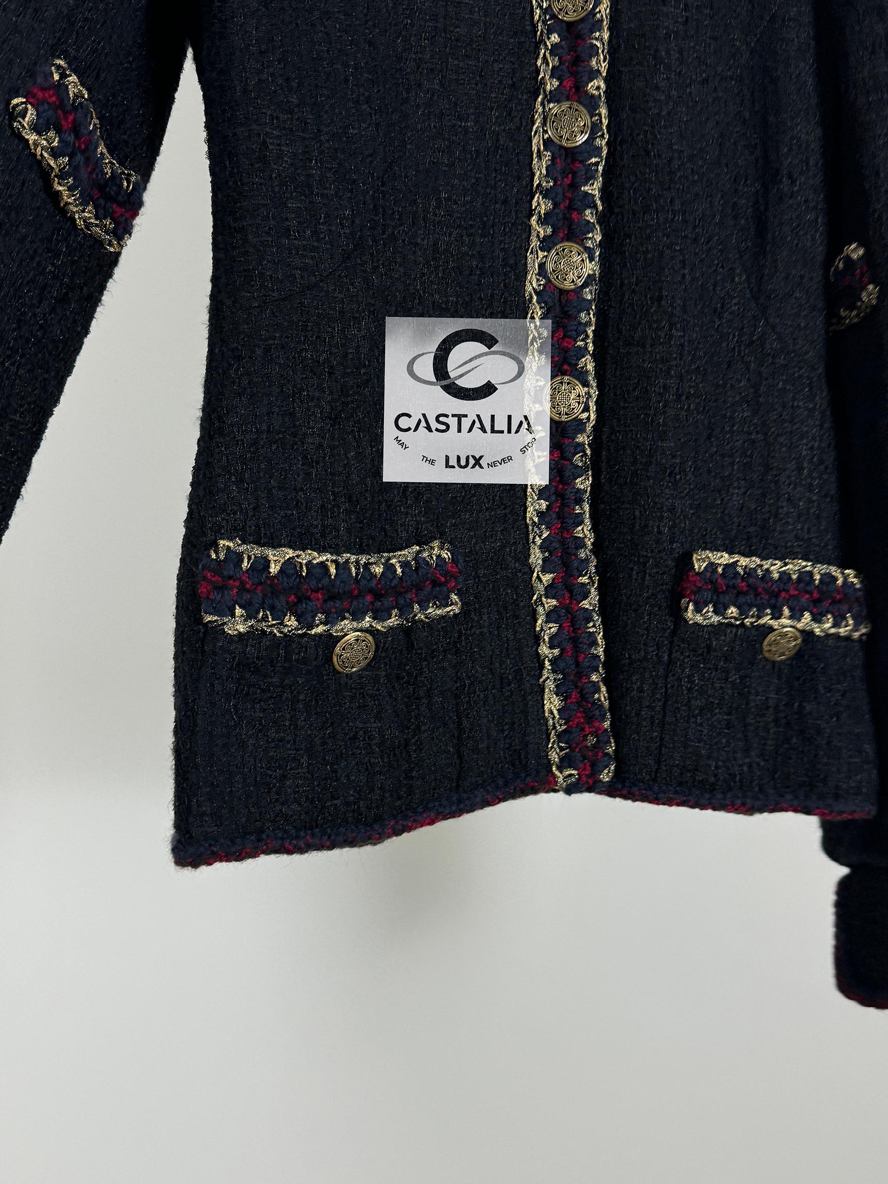 Chanel Iconic Paris / Shanghai Black Tweed Jacket 34 FR 7