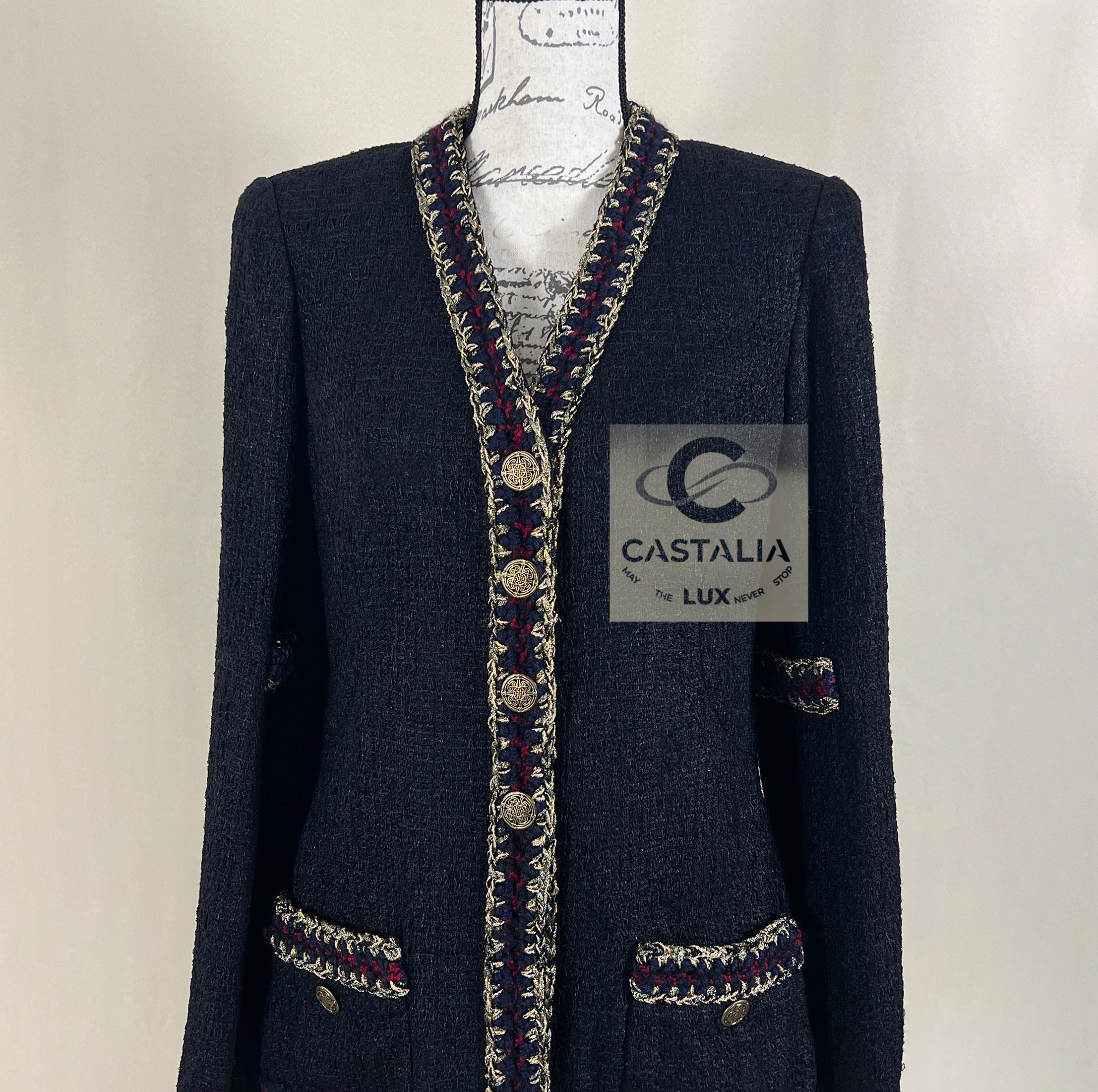 Chanel Iconic Paris / Shanghai Giacca di tweed nero 34 FR in vendita 6