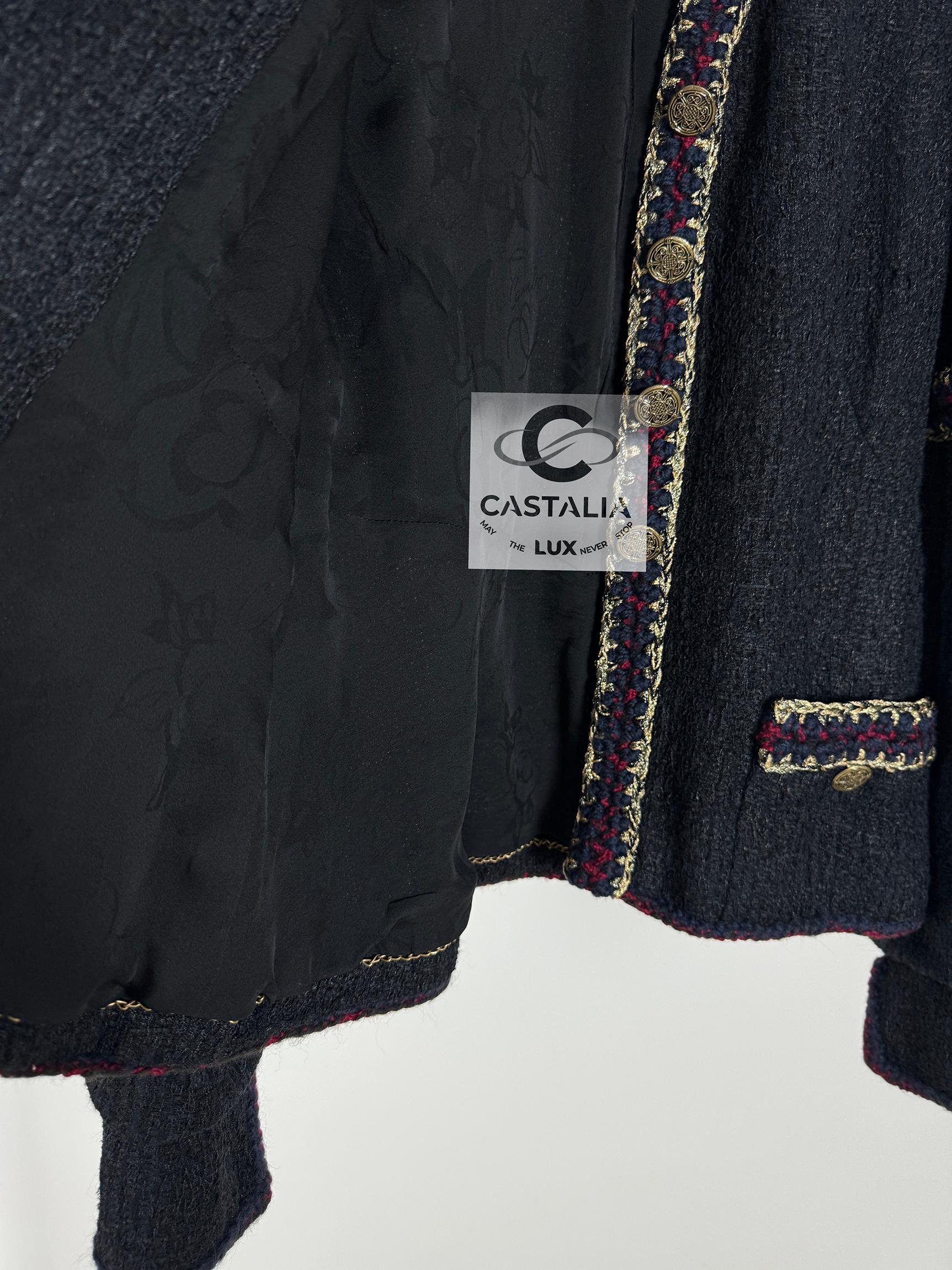 Chanel Iconic Paris / Shanghai Black Tweed Jacket 34 FR 10