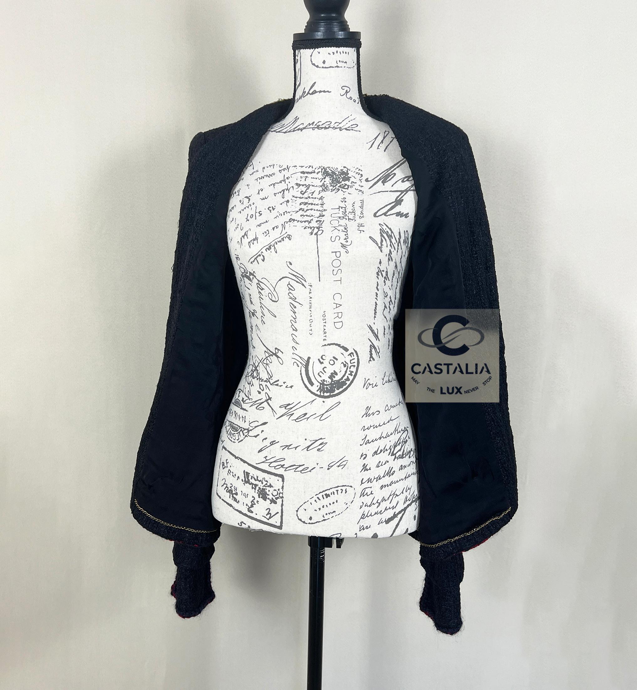 Chanel Iconic Paris / Shanghai Giacca di tweed nero 34 FR in vendita 12