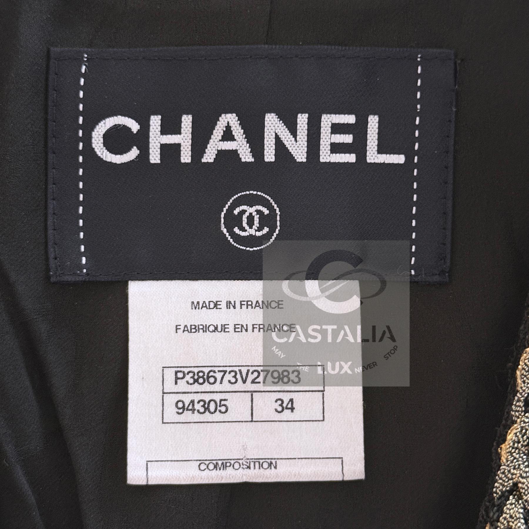 Chanel Iconic Paris / Shanghai Giacca di tweed nero 34 FR in vendita 13