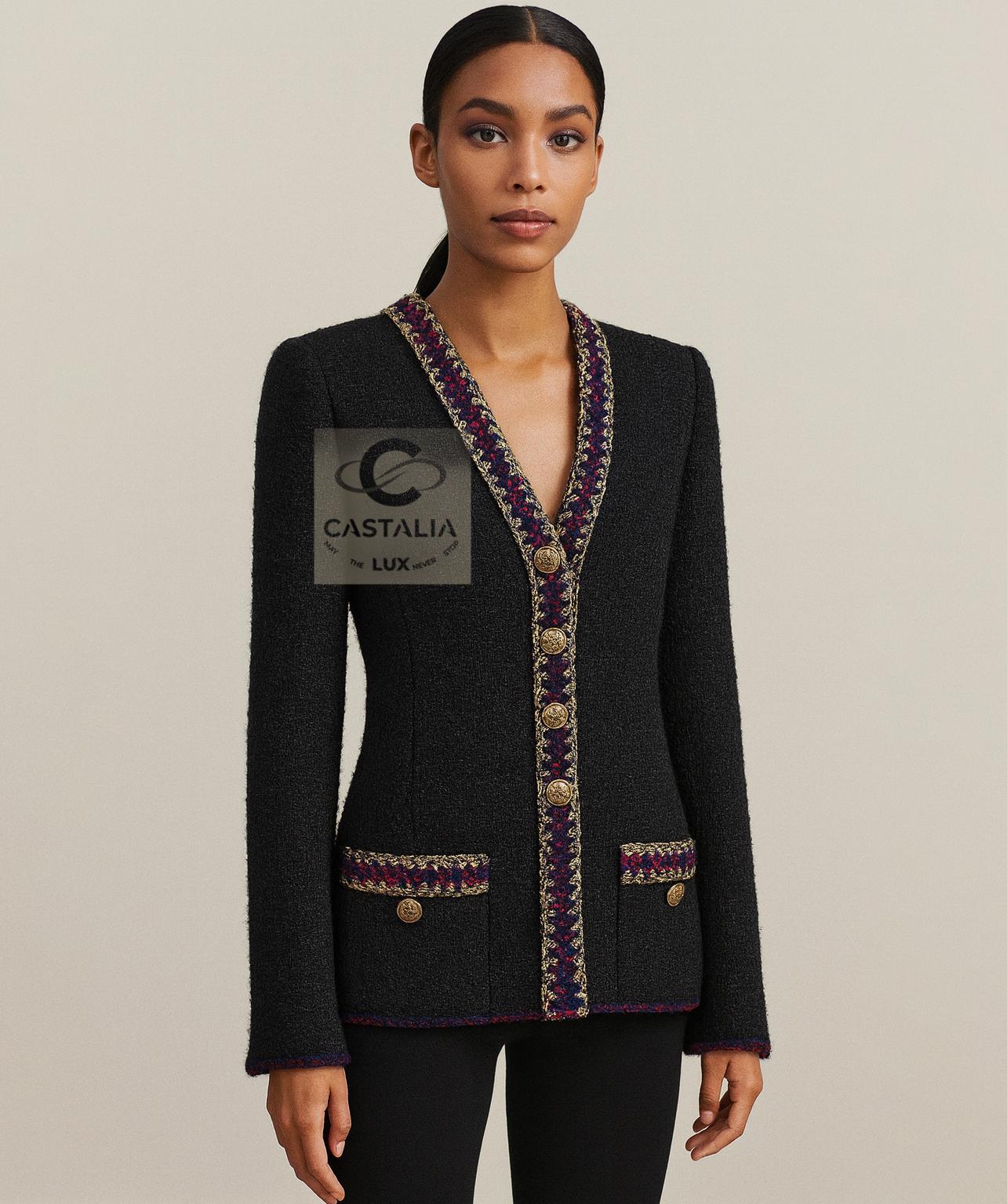 Chanel Iconic Paris / Shanghai Giacca di tweed nero 34 FR in vendita 7
