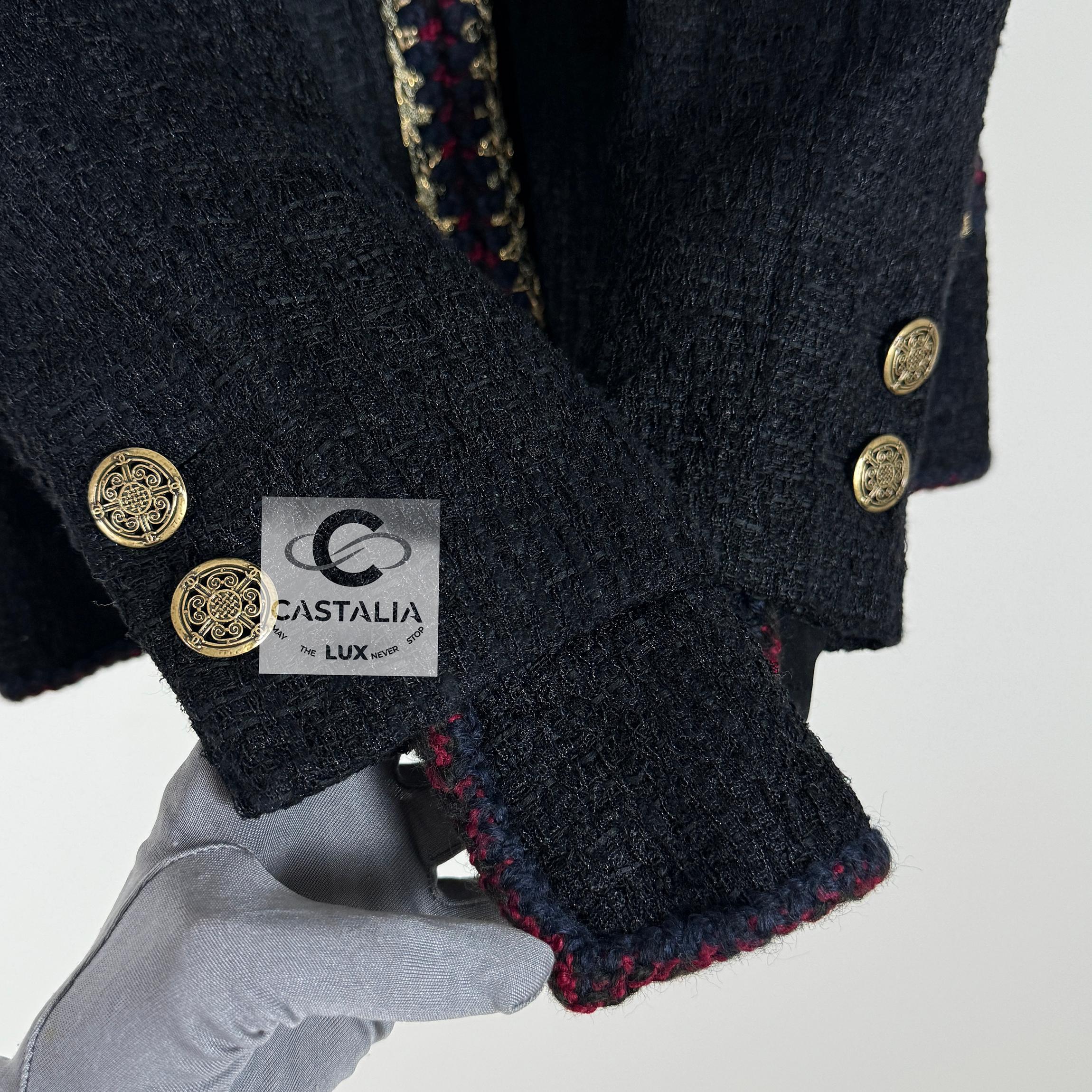 Chanel Iconic Paris / Shanghai Black Tweed Jacket 34 FR 2