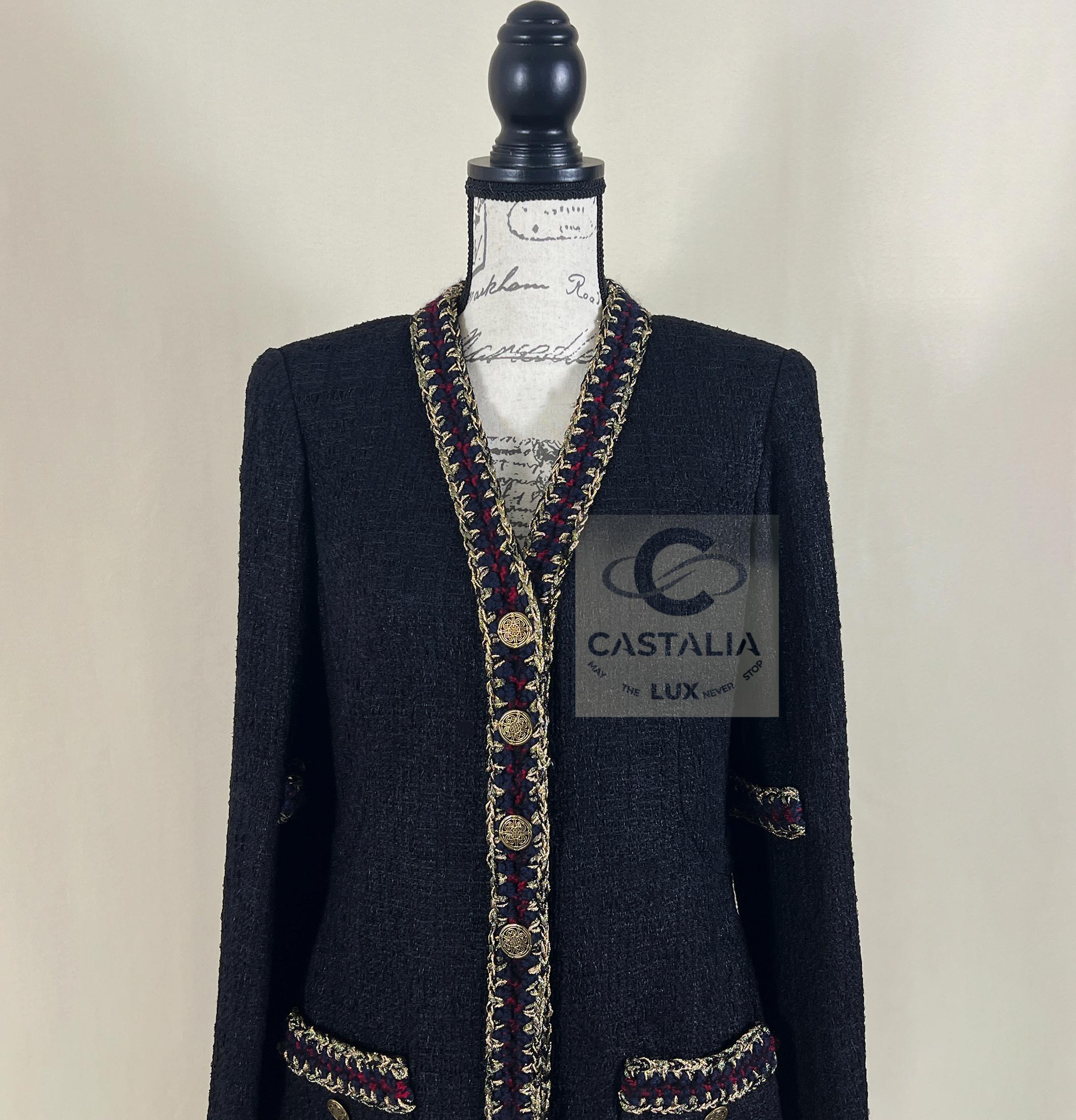 Chanel Iconic Paris / Shanghai Giacca di tweed nero 34 FR in vendita 2