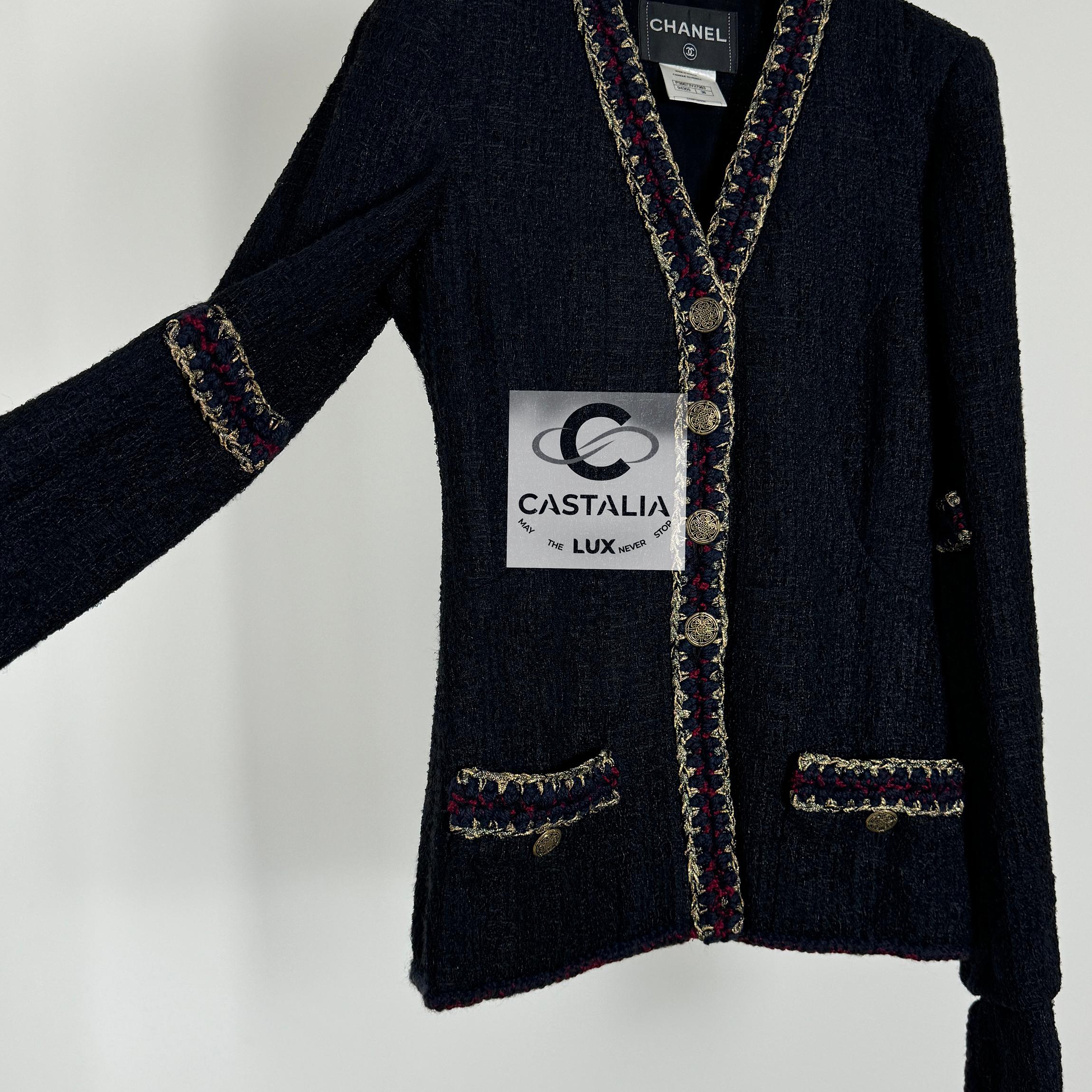 Chanel Iconic Paris / Shanghai Black Tweed Jacket 34 FR 4
