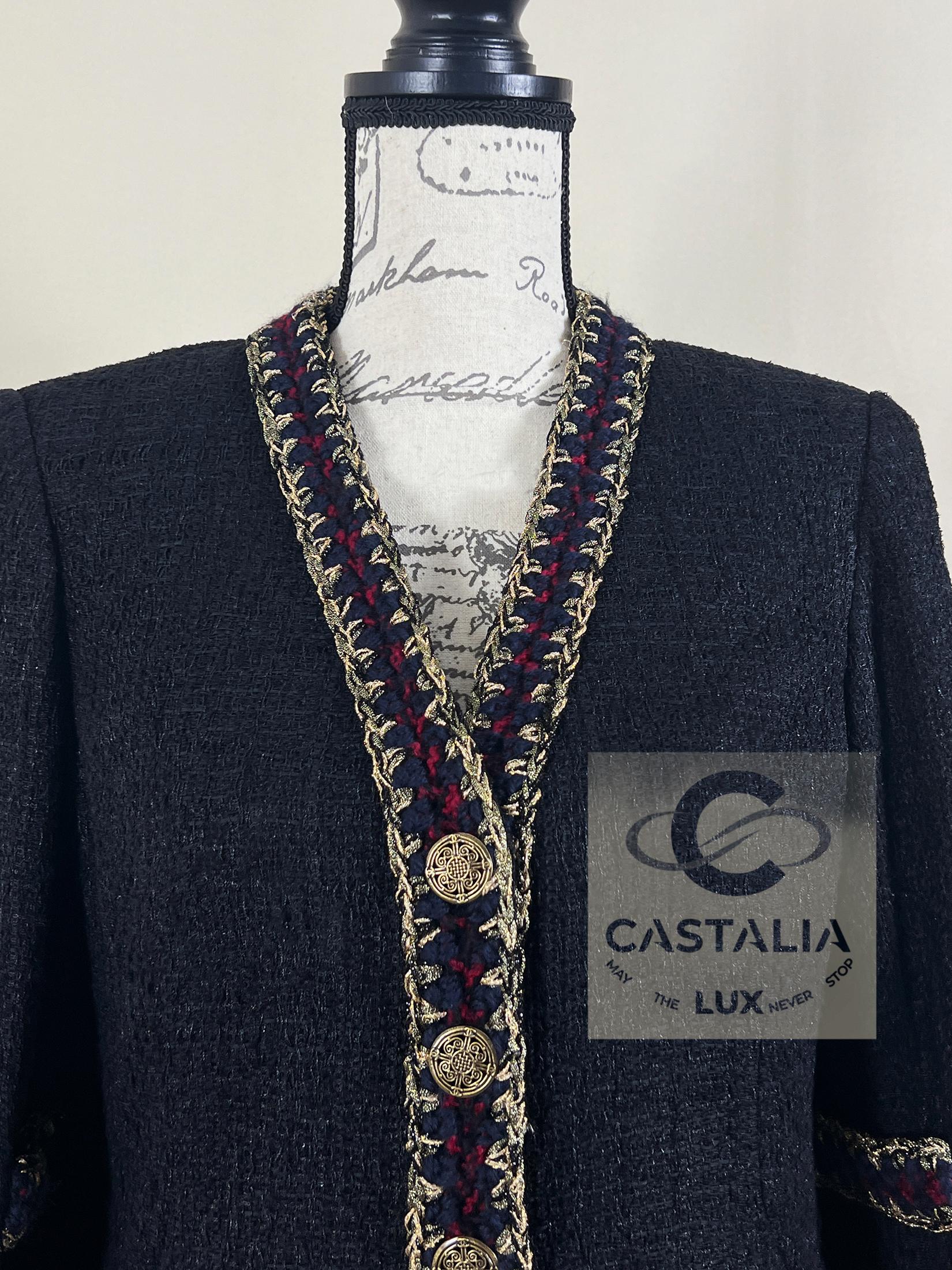 CHANEL Iconic Paris / Shanghai Veste en tweed noir 34 FR en vente 4