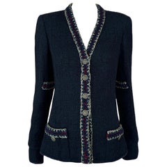 Chanel Iconic Paris / Shanghai Black Tweed Jacket 34 FR