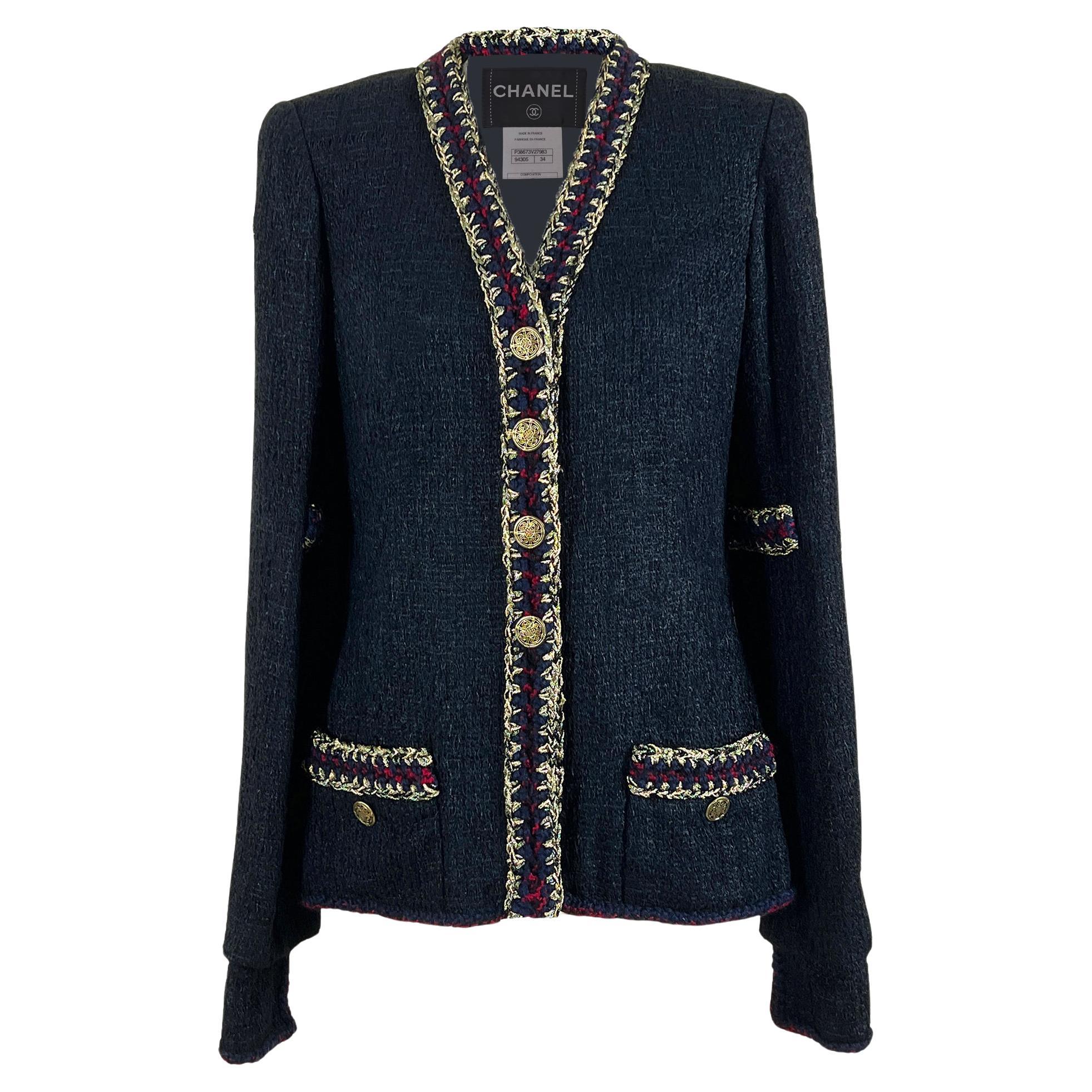 CHANEL Iconic Paris / Shanghai Veste en tweed noir 34 FR en vente