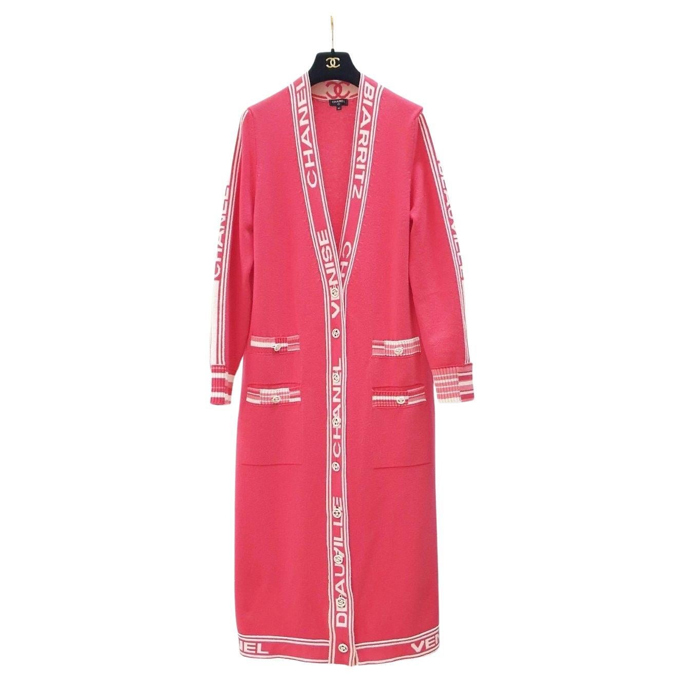 Chanel Iconic Rare CC Logo Deauville / Biarritz Maxi Cashmere Cardigan Sz.40