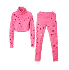 CHANEL Iconic SUPERMARKET Candy-Pink Distressed Lounge Suit 34 FR