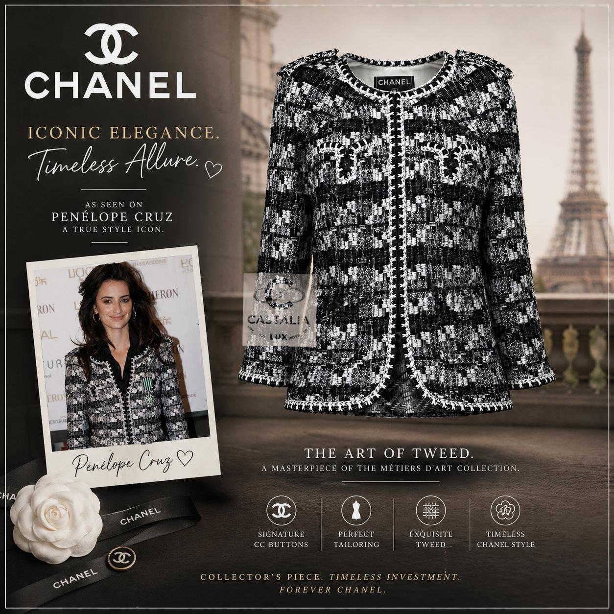 CHANEL Iconic Tweed Jacket with Braided Trim and CC Buttons 40 FR For ...