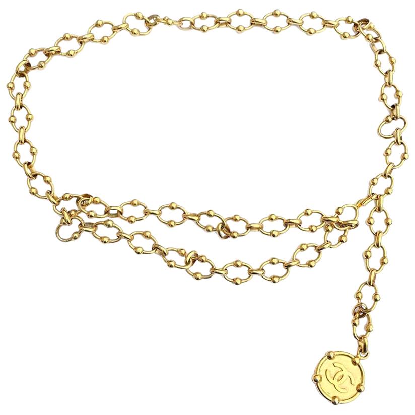 Chanel Iconic Vintage Golden Chain Belt with CC symbol at 1stDibs