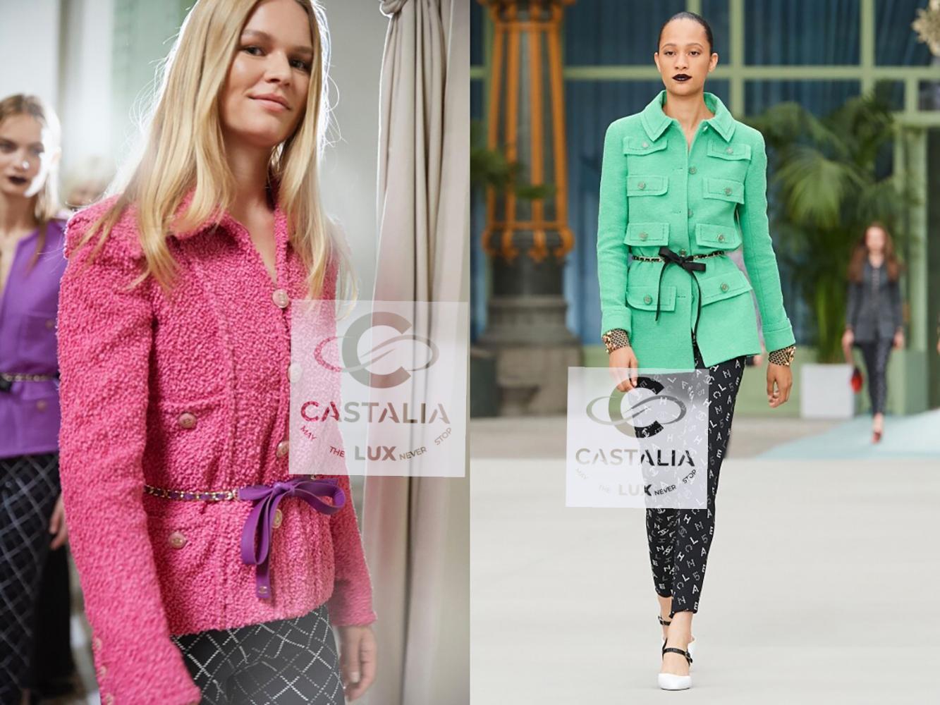 Viola Chanel Iconic Vittoria Ceretti Ad Campaigner Giacca di tweed 38 FR in vendita