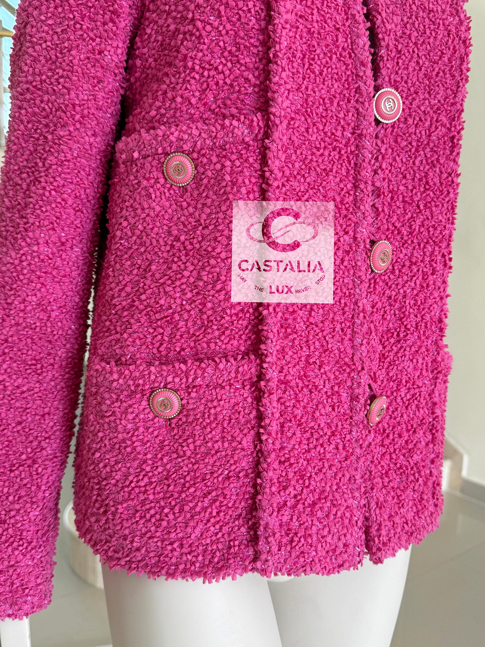 Chanel Iconic Vittoria Ceretti Style Fuchsia Tweed Jacket 38 FR 11