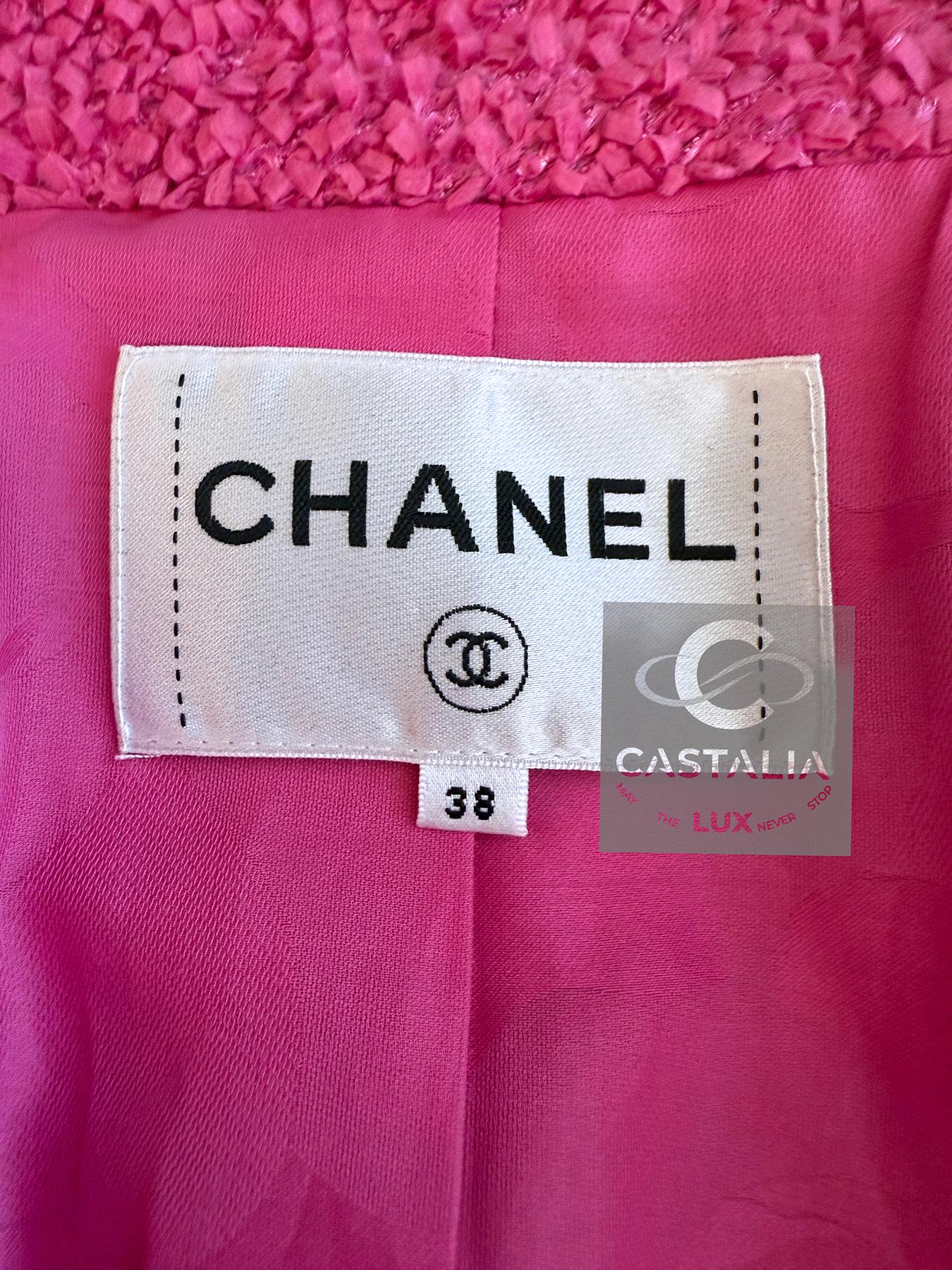 Chanel Iconic Vittoria Ceretti Style Fuchsia Tweed Jacket 38 FR 15