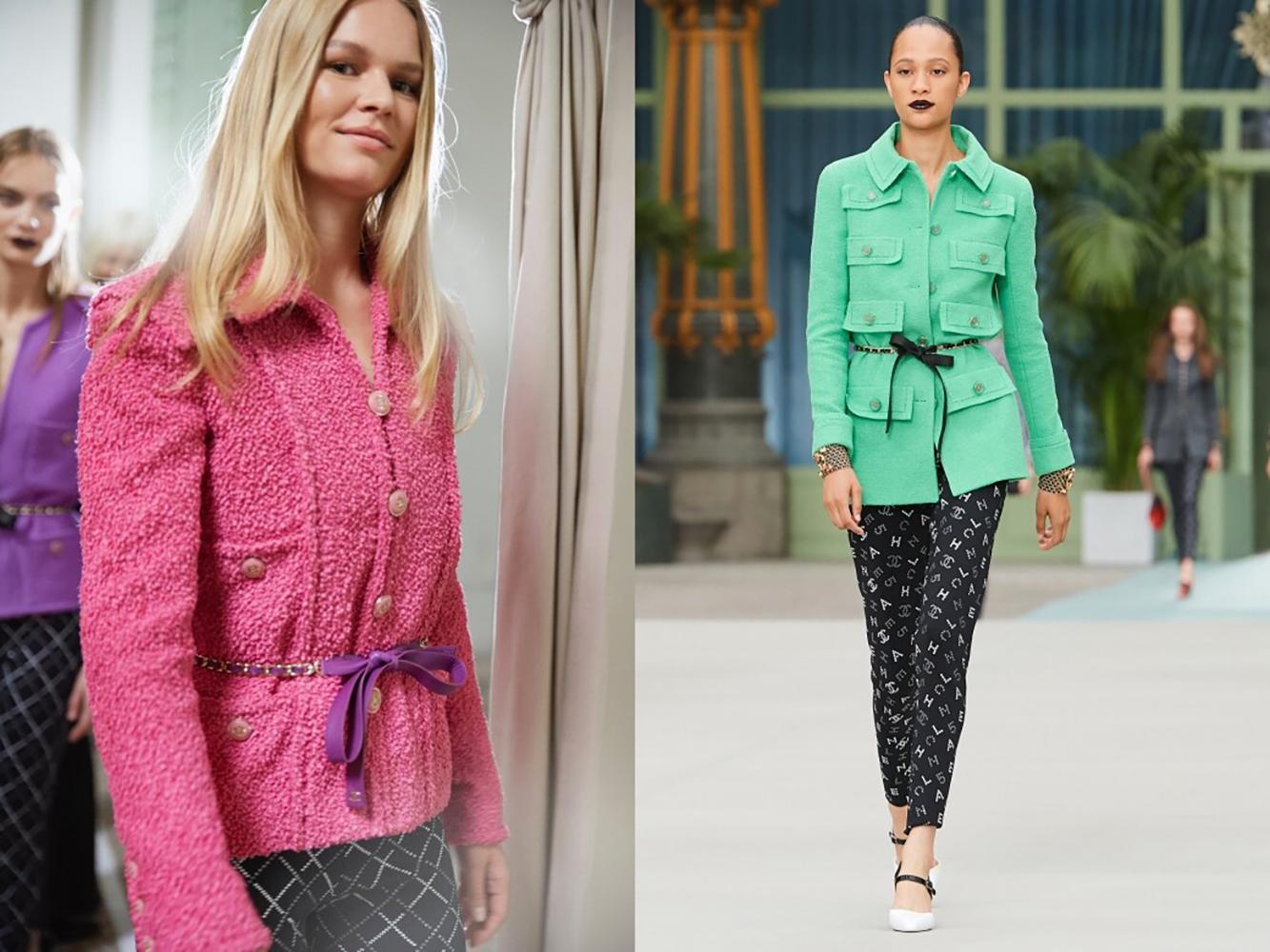 Chanel Iconic Vittoria Ceretti Style Fuchsia Tweed Jacket 38 FR For Sale 1