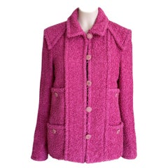 Chanel Iconic Vittoria Ceretti Style Fuchsia Tweed Jacket 38 FR