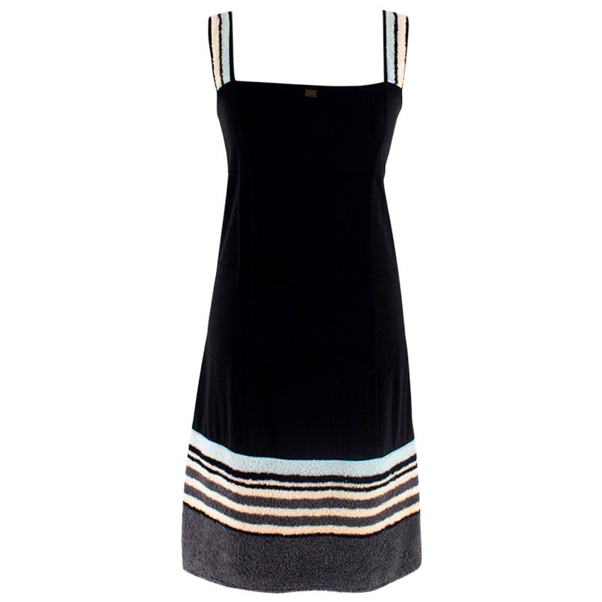 Chanel Identification Black Beach Dress W/ Towel Trim & Straps - Size US 6