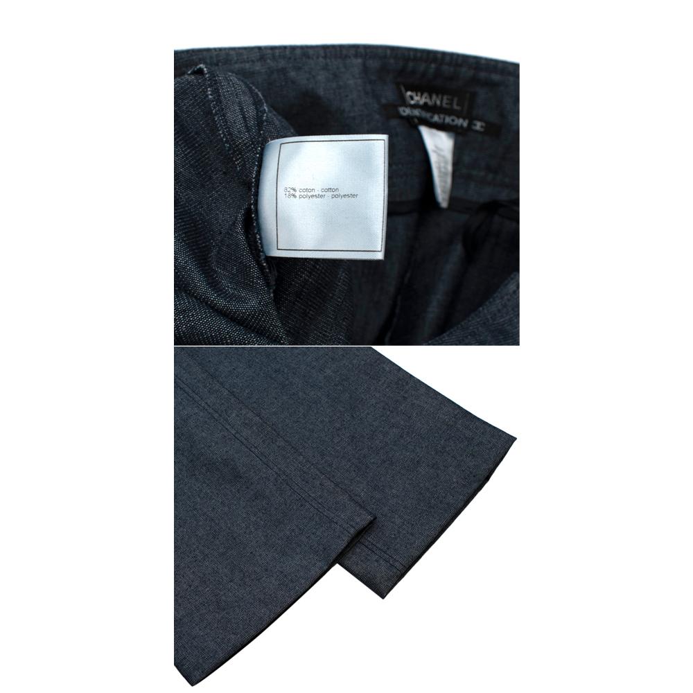 Chanel Identification Blue Denim Fringe Detail Trouser Suit - Size US 8 For Sale 2