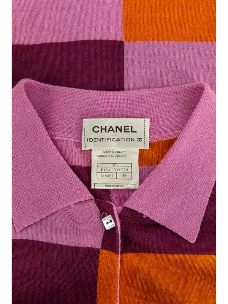 Chanel Identification Geometric Knit Polo Top at 1stDibs