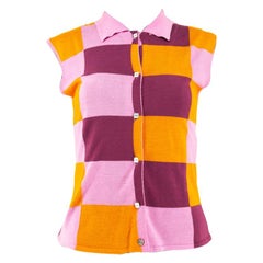 Chanel Identification Geometric Knit Polo Top