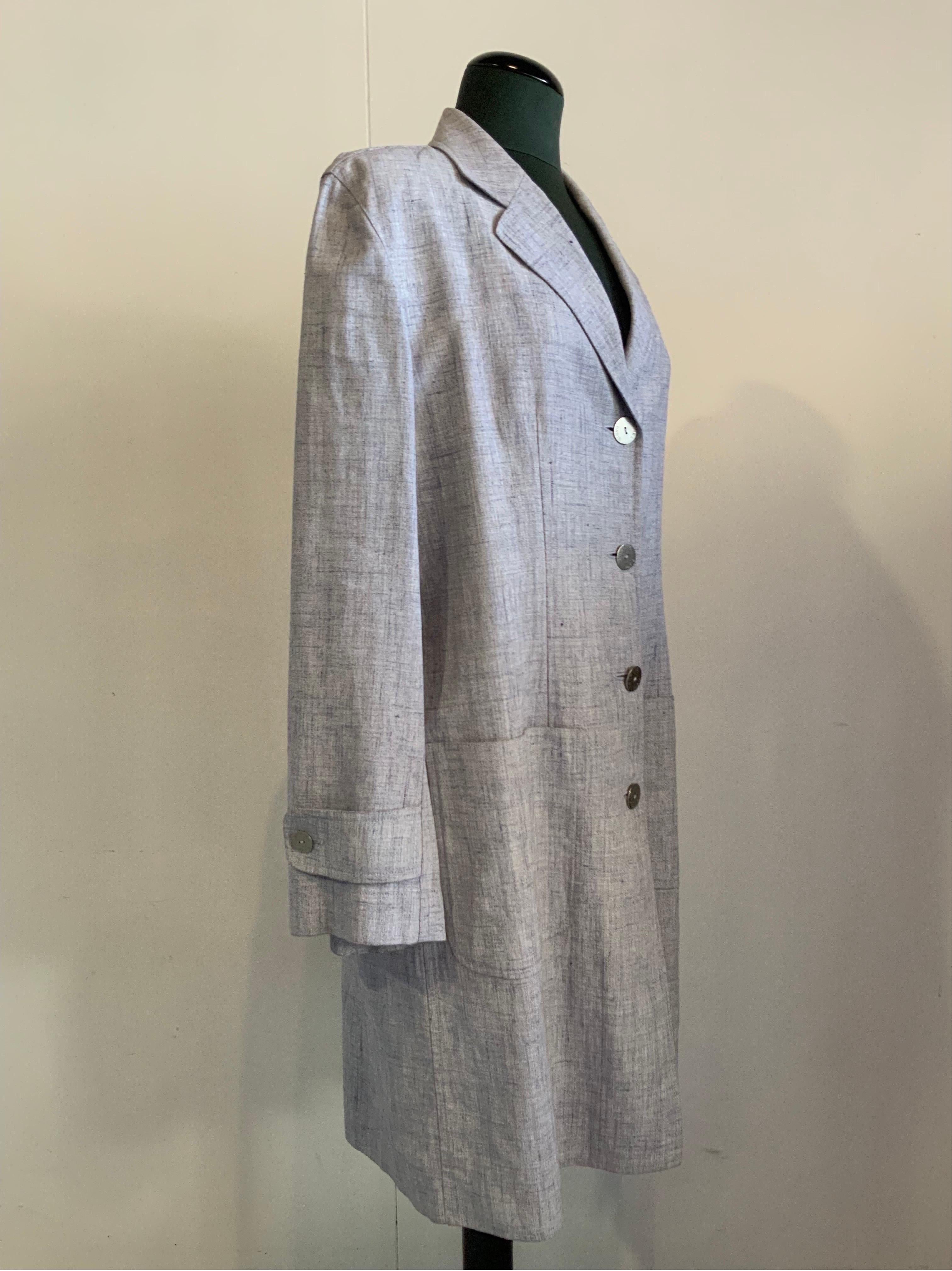 Gray Chanel Identification linen Grey Trench Coat For Sale