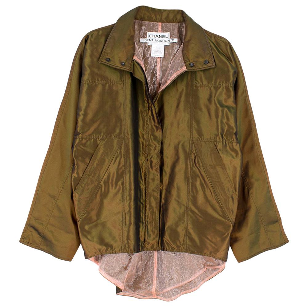 Chanel Identification Oversize Iridescent Silk Jacket - Size US6 For Sale