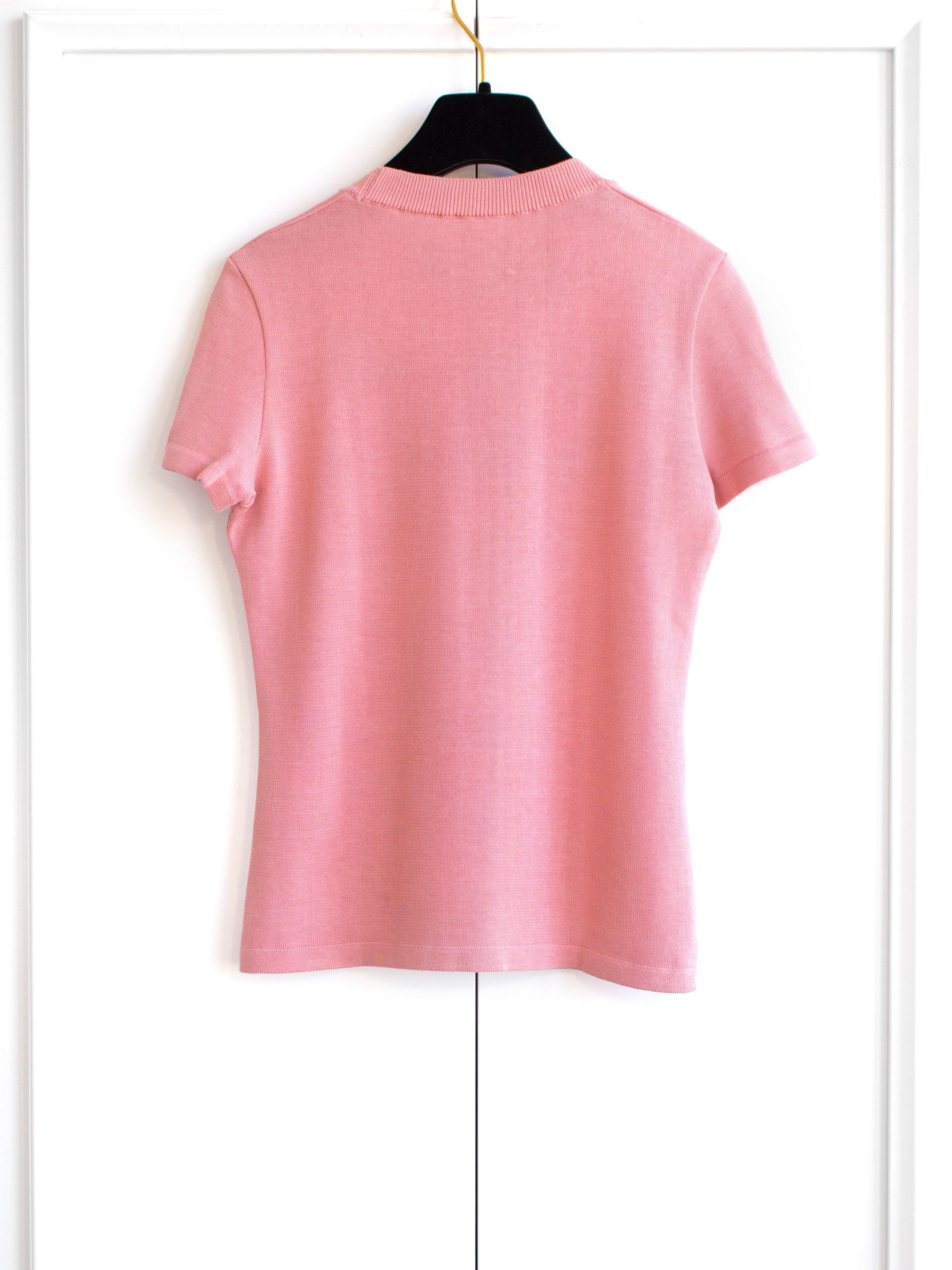 Chanel Identification Vintage 2003 Pink Black Knit Y2K CC Logo Top T-Shirt 2
