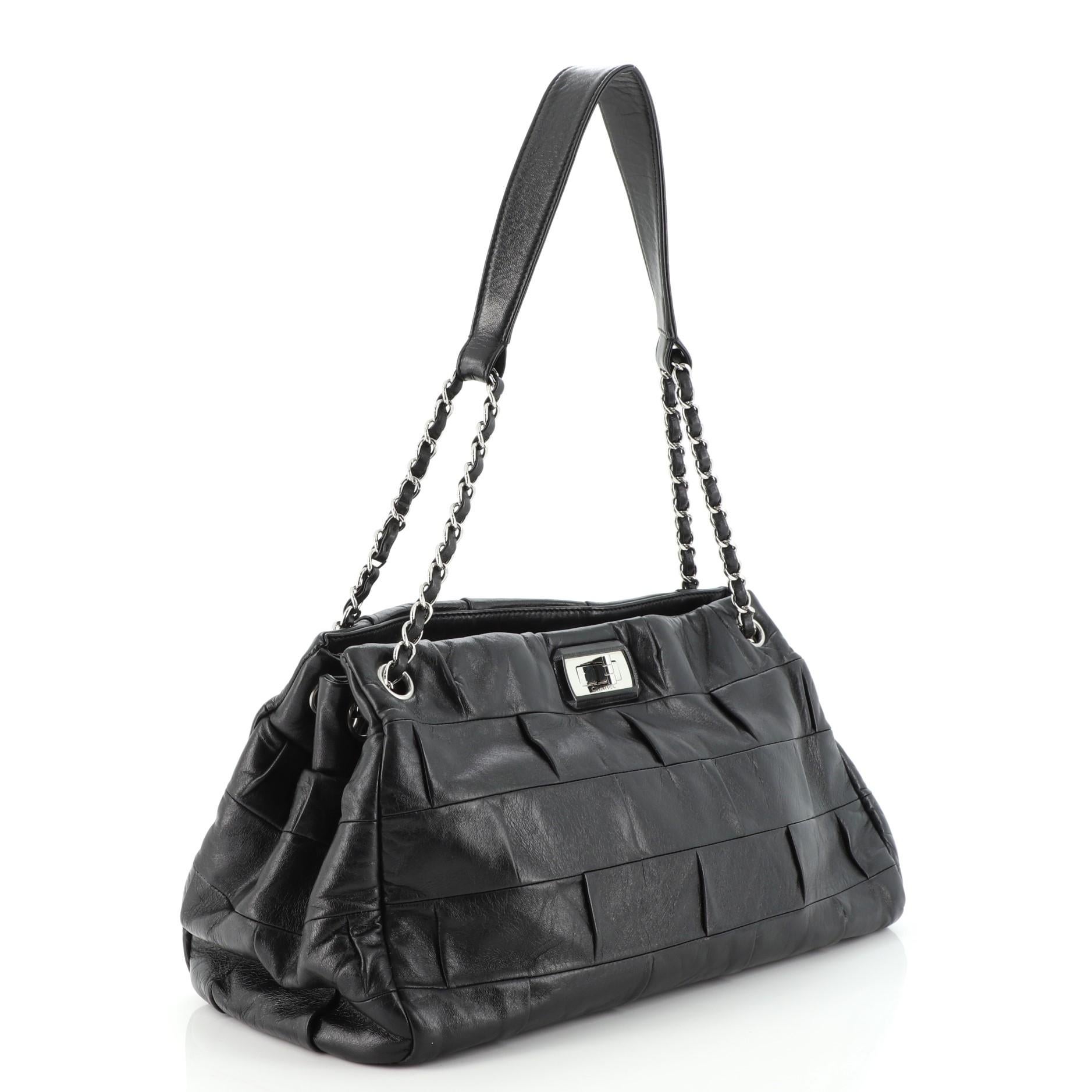 Black Chanel Igloo Reissue Accordion Tote Lambskin Large