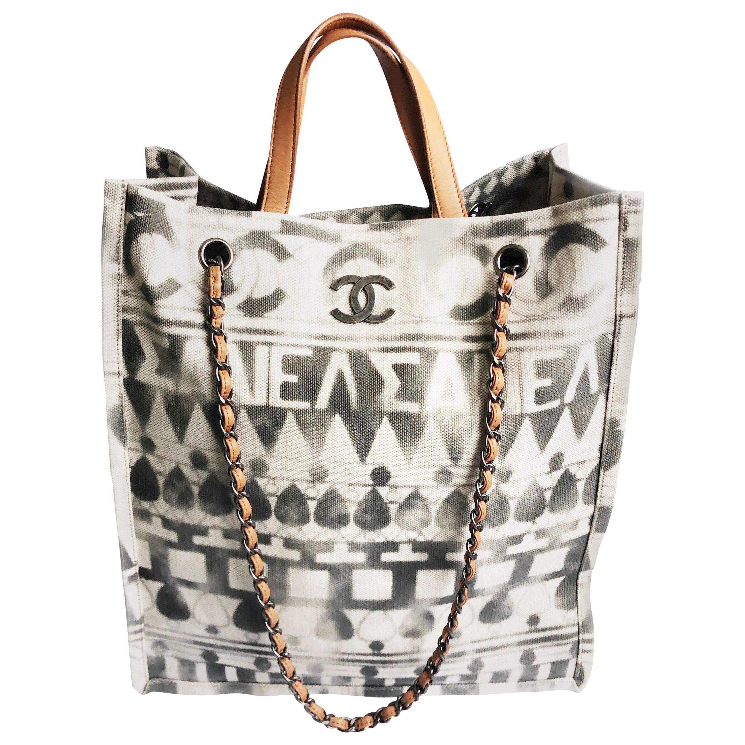Chanel Iliad Large Tote Bag Canvas Leather 2018 Cruise Collection Greece  Modern at 1stDibs