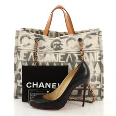 Chanel Iliad Shopping Tote Printed Canvas Medium