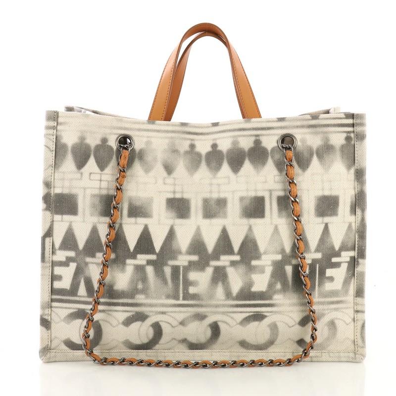 Chanel Iliad Shopping Tote Printed Canvas Medium In Excellent Condition In NY, NY
