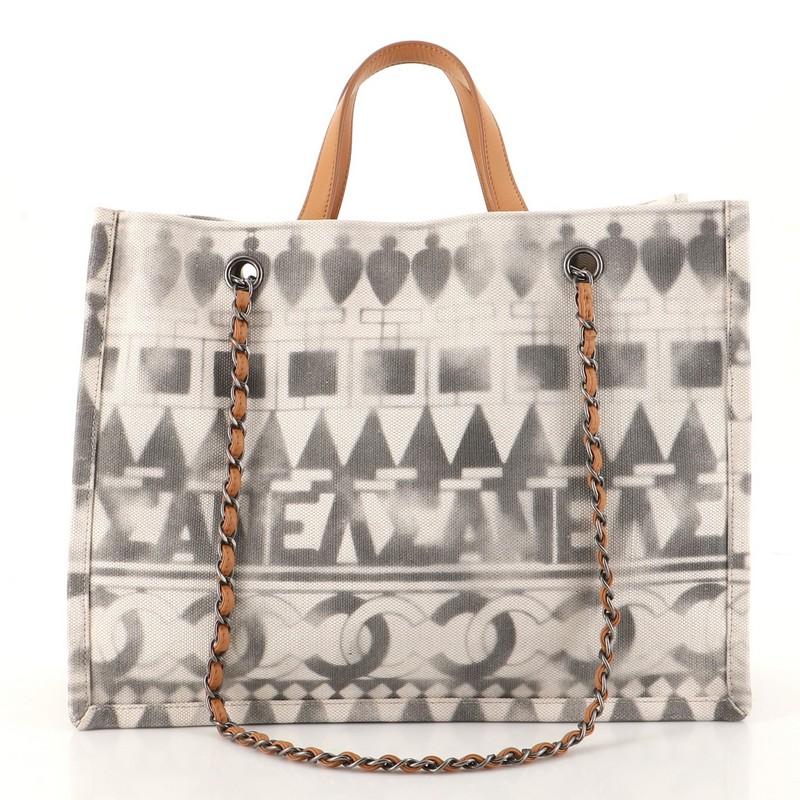 Chanel Iliad Shopping Tote Printed Canvas Medium In Fair Condition In NY, NY