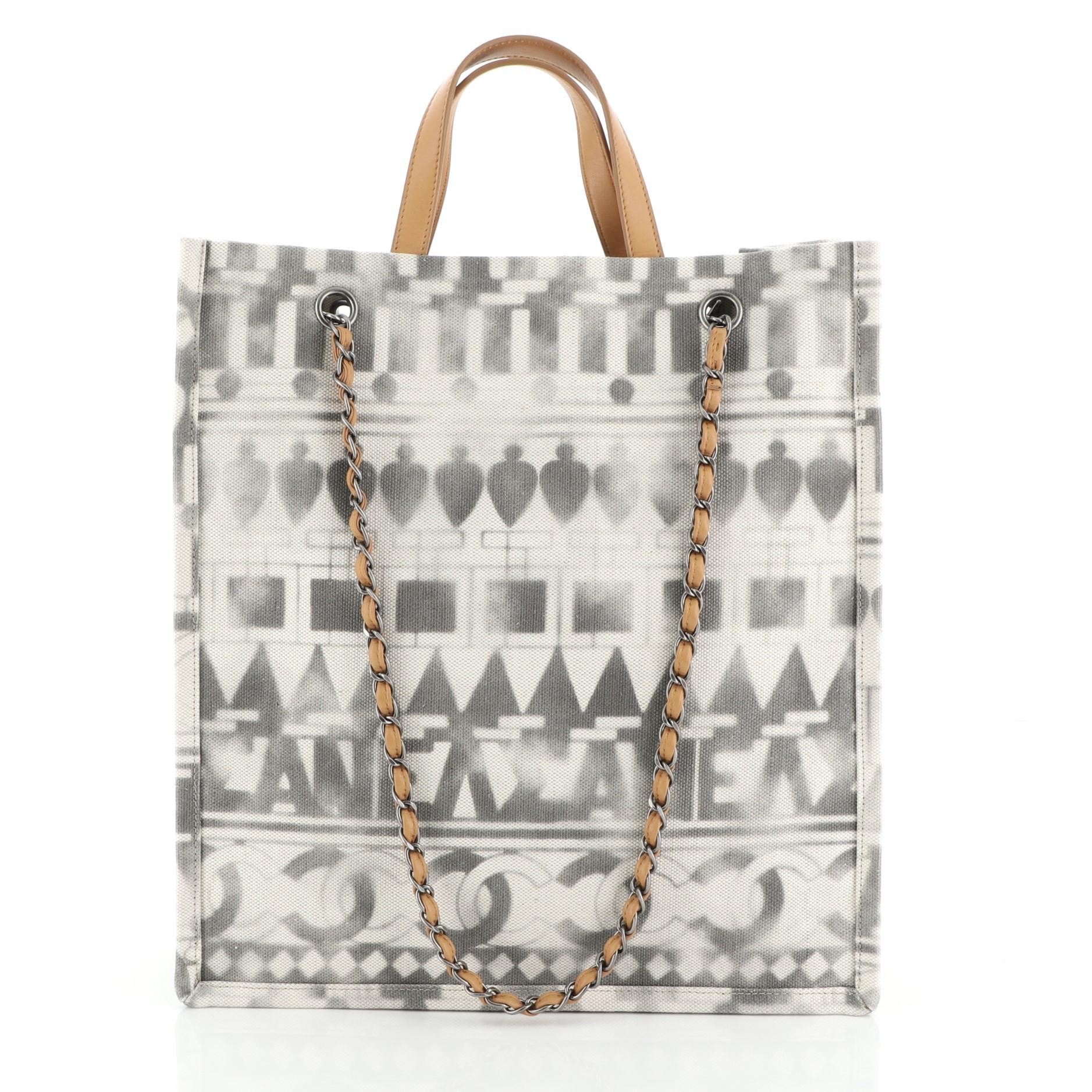 Chanel Iliad Shopping Tote Printed Canvas Tall In Good Condition In NY, NY