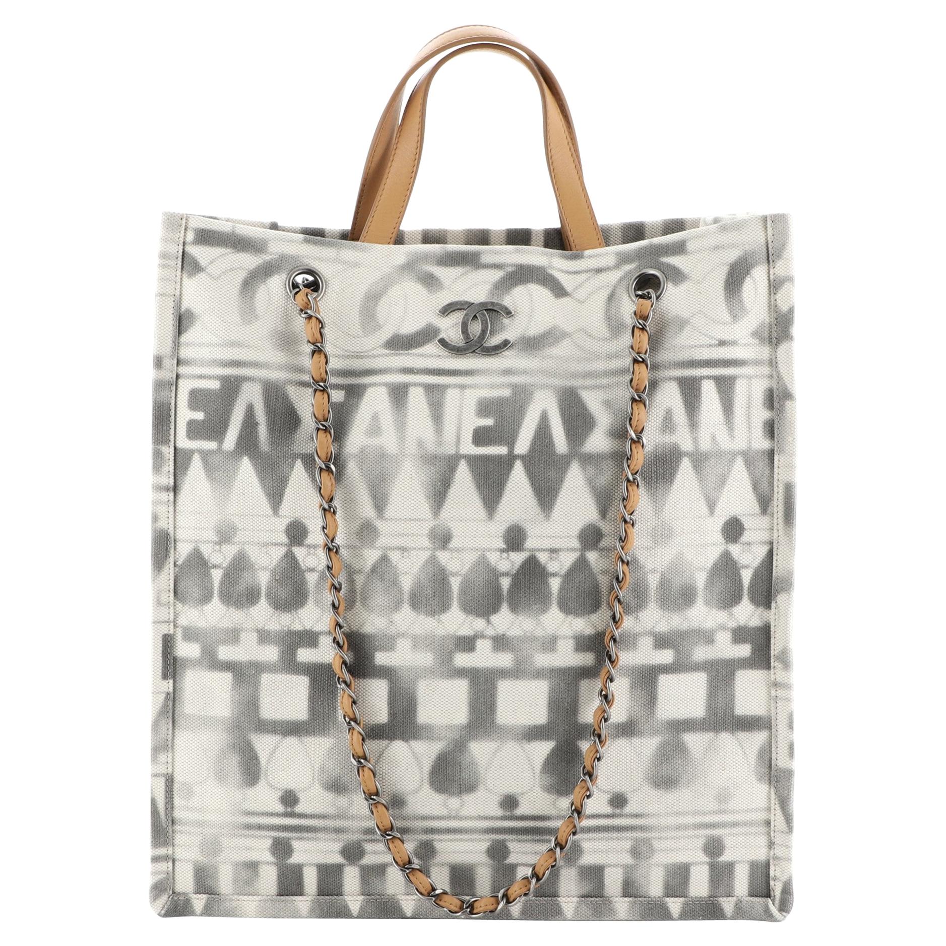 Chanel Iliad Shopping Tote Printed Canvas Tall
