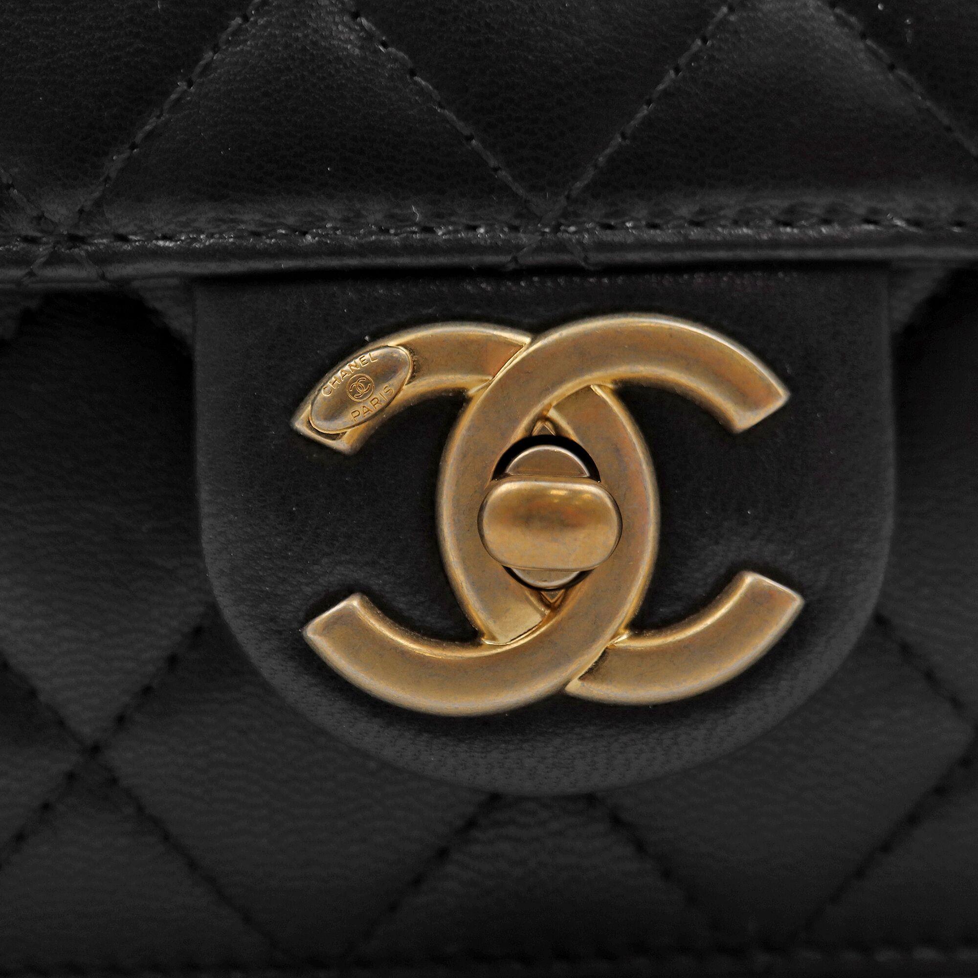 Chanel Imitation Black Goatskin Pearls & Gold-Tone Metal Flap Bag AS0584  3
