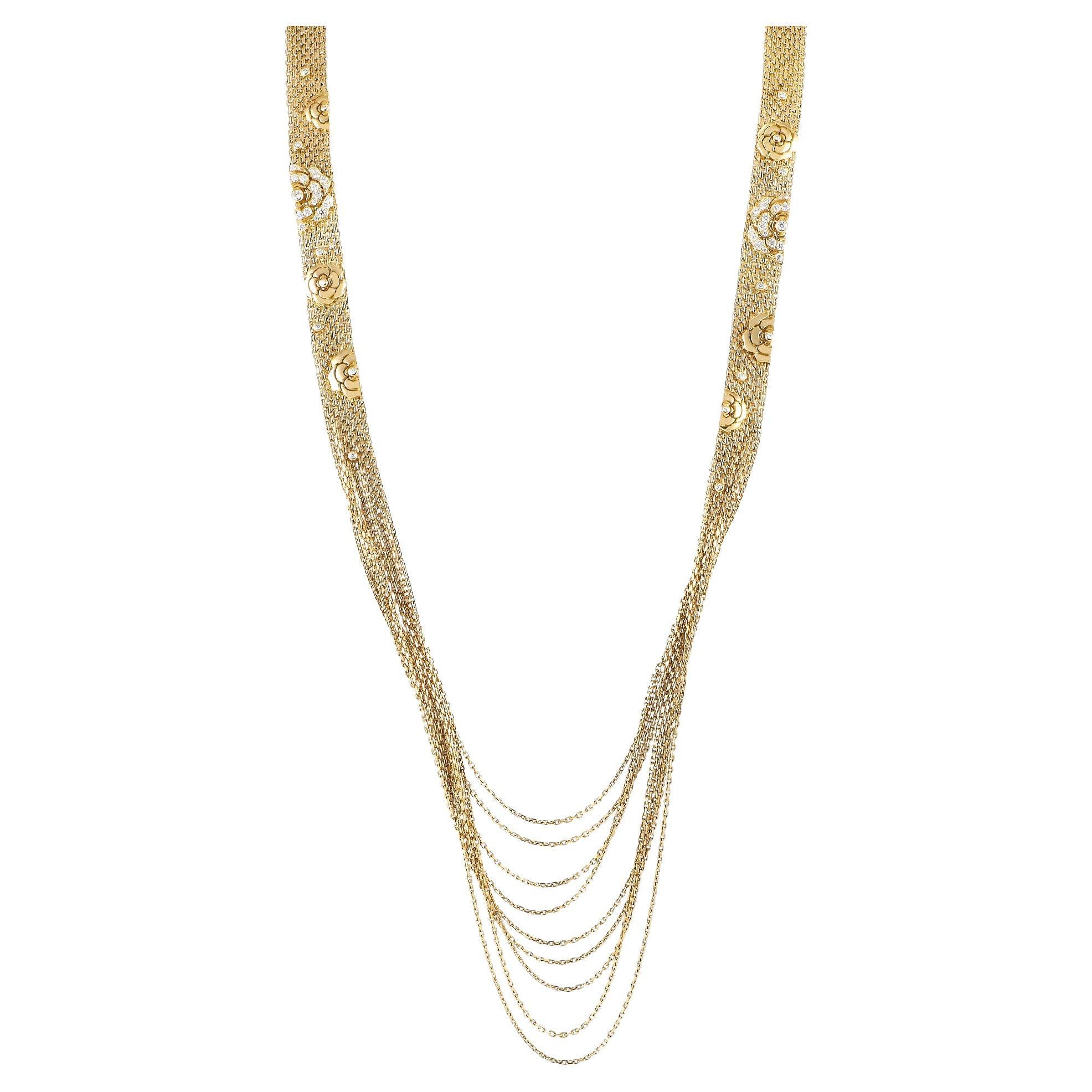 Chanel Impression De Camila 18K Yellow Gold 1.0ct Diamond Necklace For Sale
