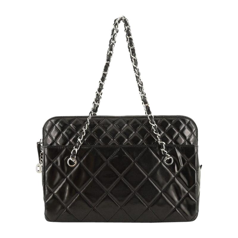 Chanel In The Business Camera Bag Quilted Patent Vinyl Large at