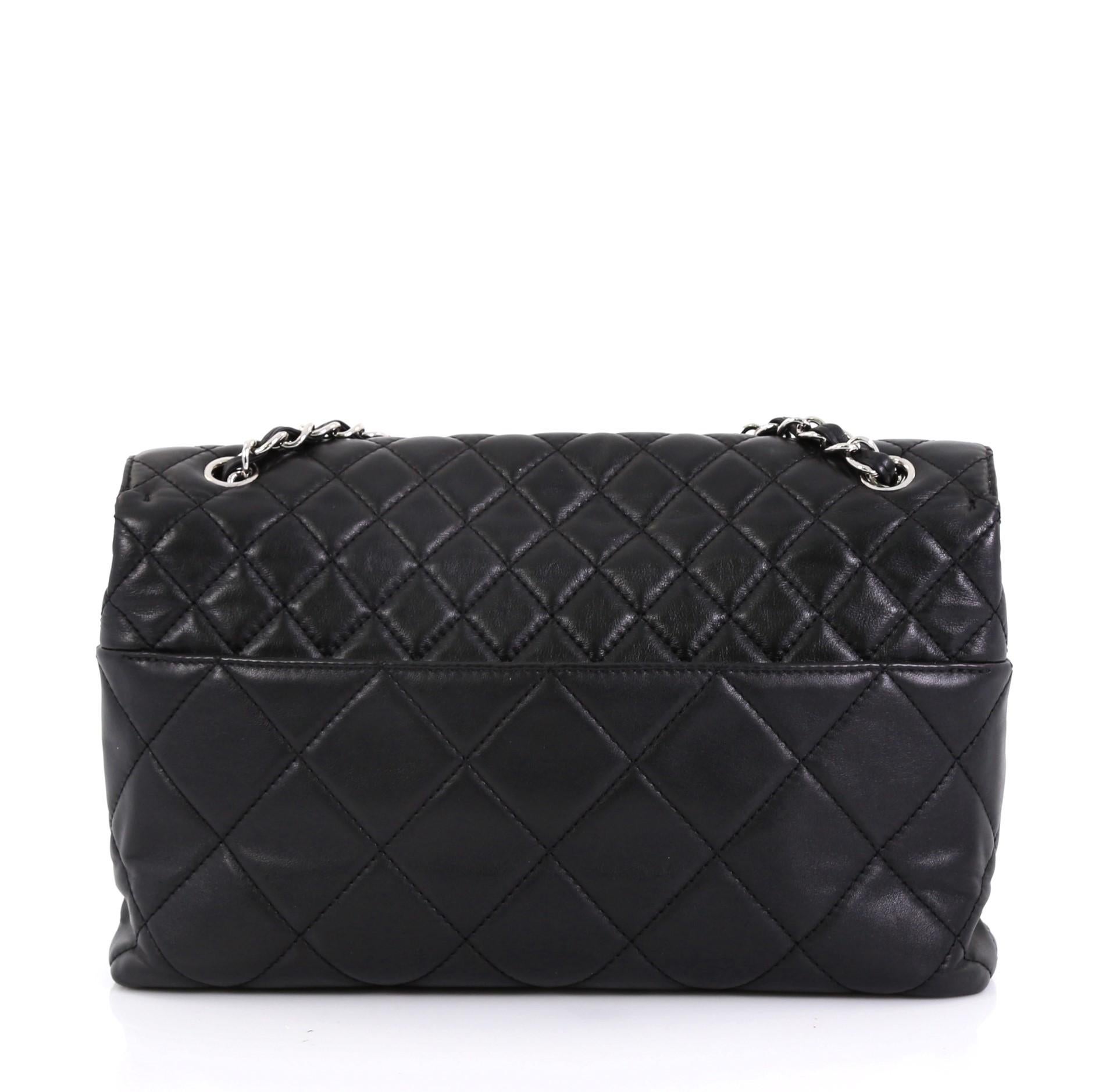 Black Chanel In The Business Flap Bag Quilted Lambskin Maxi