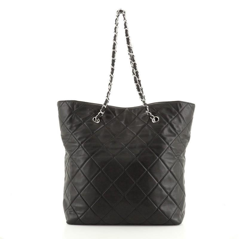 Black Chanel In The Business Tote Quilted Lambskin North South