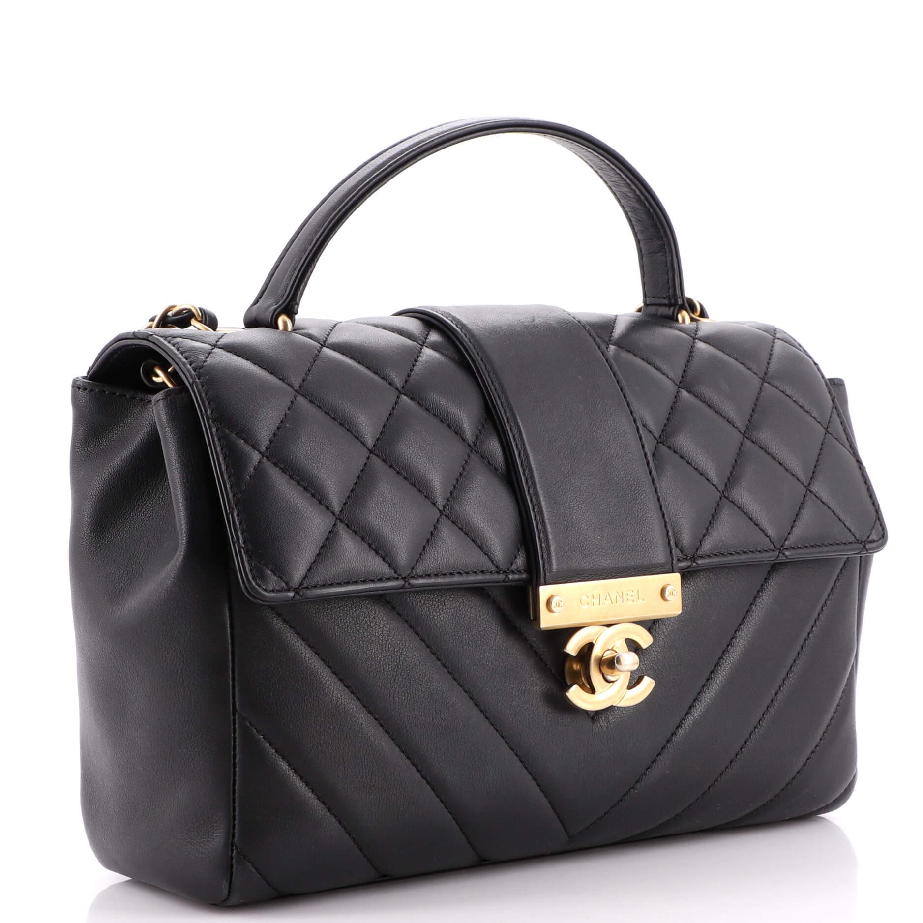 Chanel In The City Top Handle Flap Bag Mixed Quilt Calfskin Medium In Good Condition In NY, NY