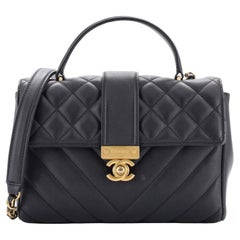 Chanel In The City Top Handle Flap Bag Mixed Quilt Calfskin Small
