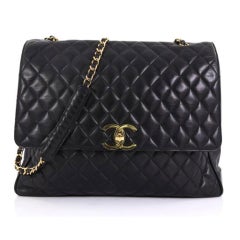 Chanel In The Classic Flap Vintage Large Business Shoulder Briefcase Black Bag